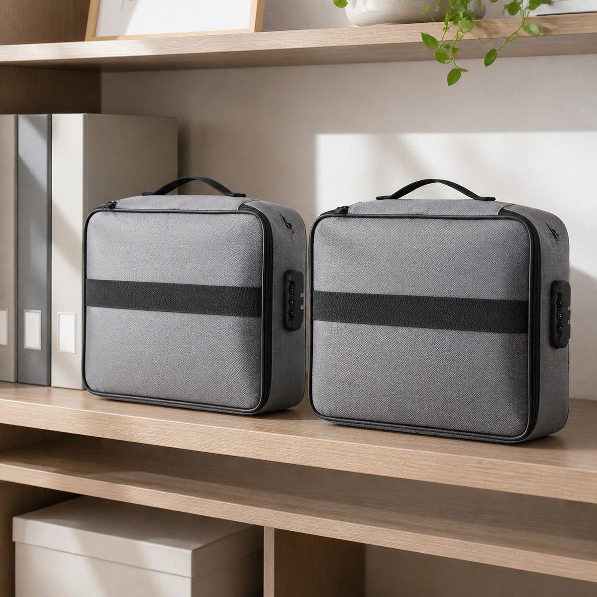 Two Archivia organizers on a home shelf
