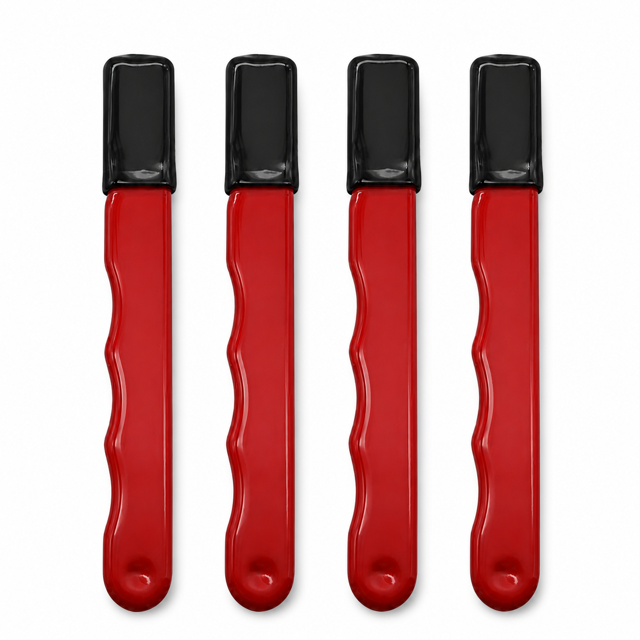 Four identical red EdgeSharp sharpeners with protective covers, the default 4 Pack
