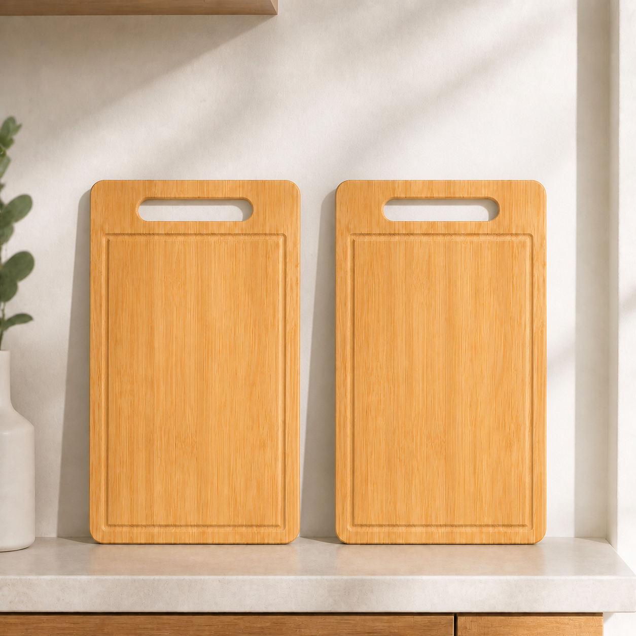 Two Groovewell boards on a home shelf