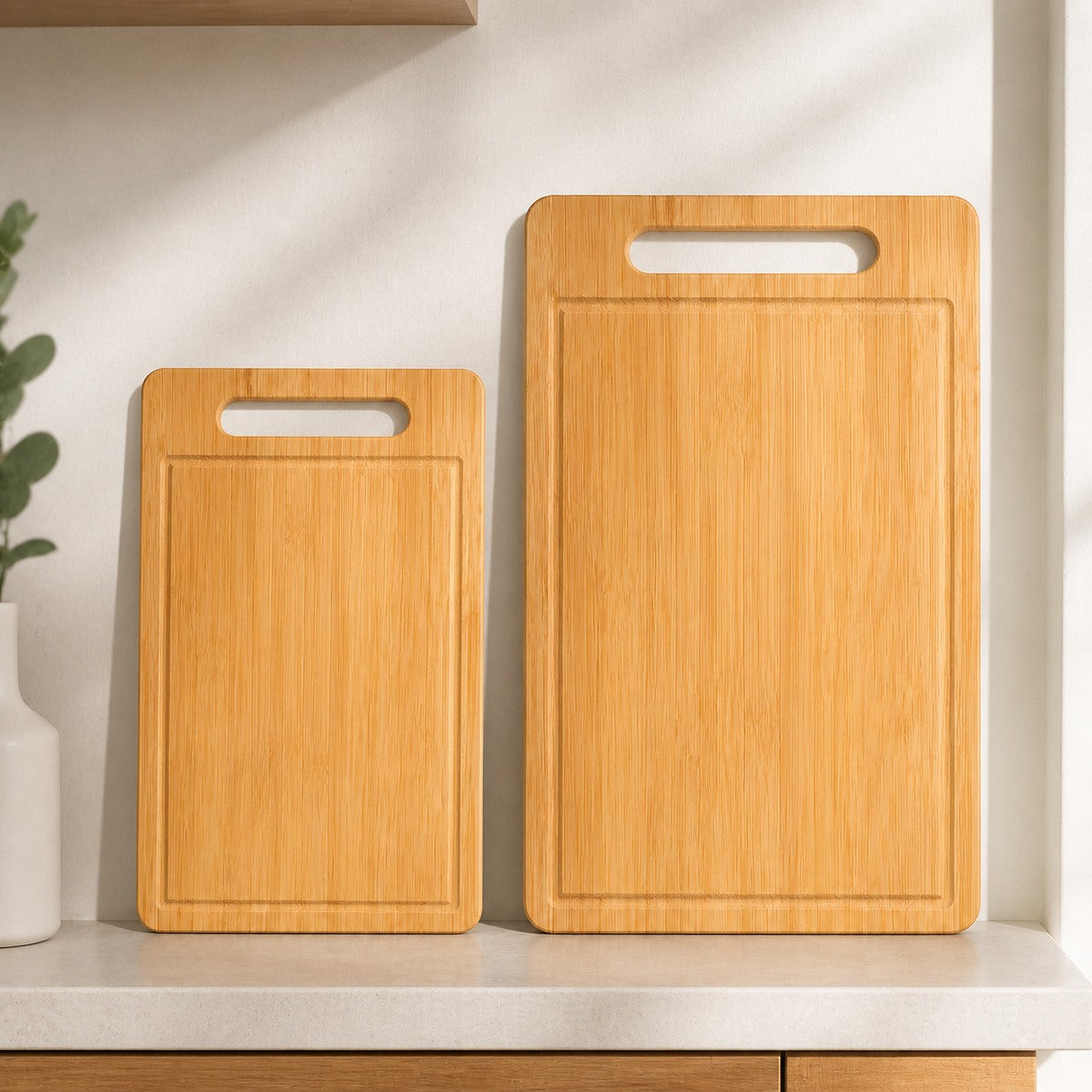 Two Groovewell boards on a home shelf