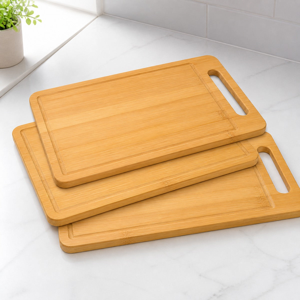 Groovewell family bundle of three bamboo prep boards