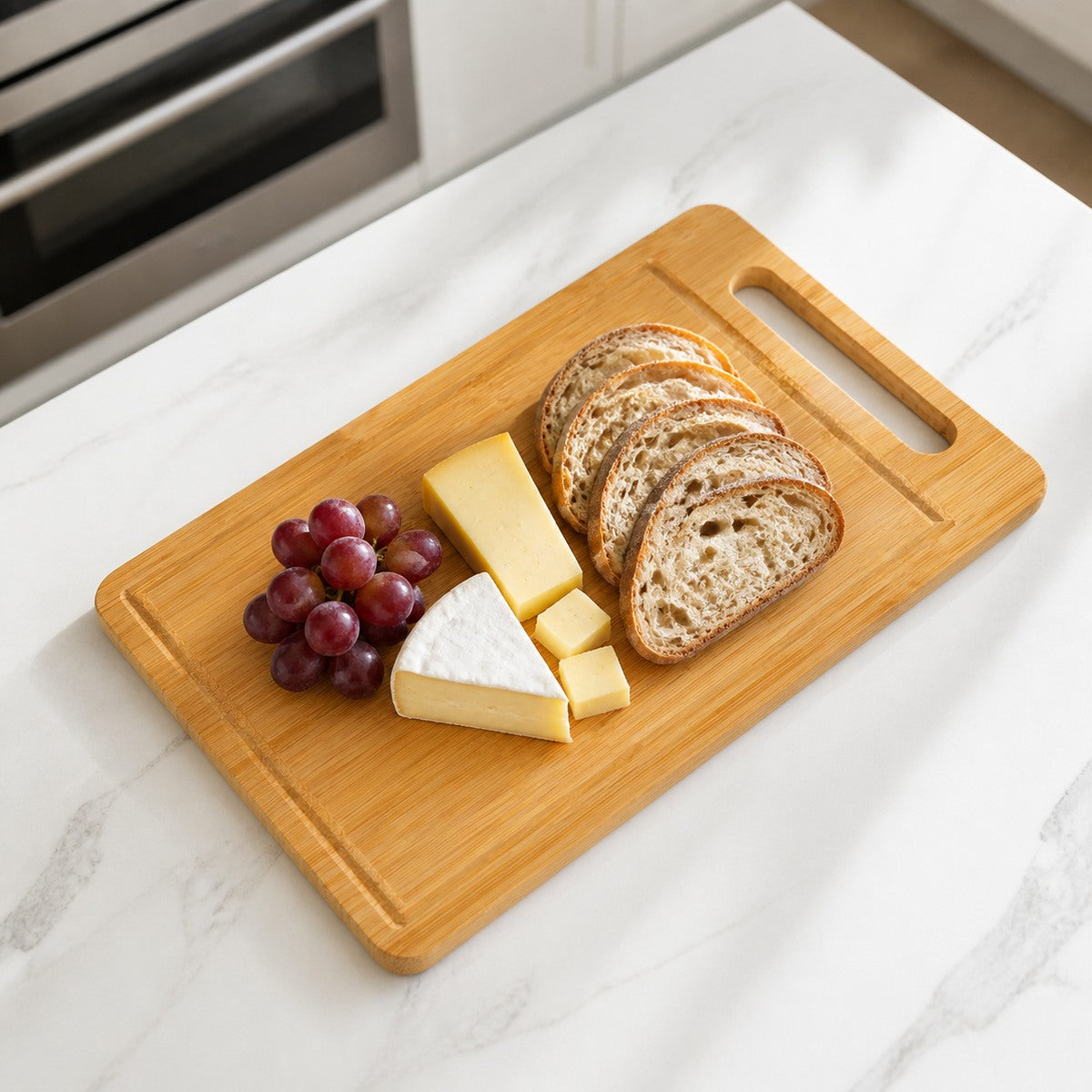 Groovewell serving board with cheese and fruit