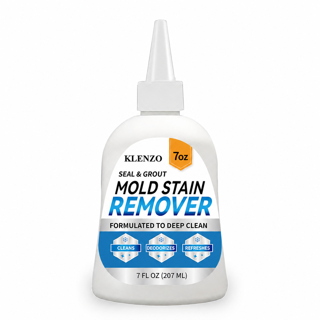Klenzo gel bottle with precision nozzle and corrected label