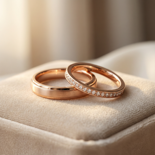 Rose Golden Tone Wedding Bands