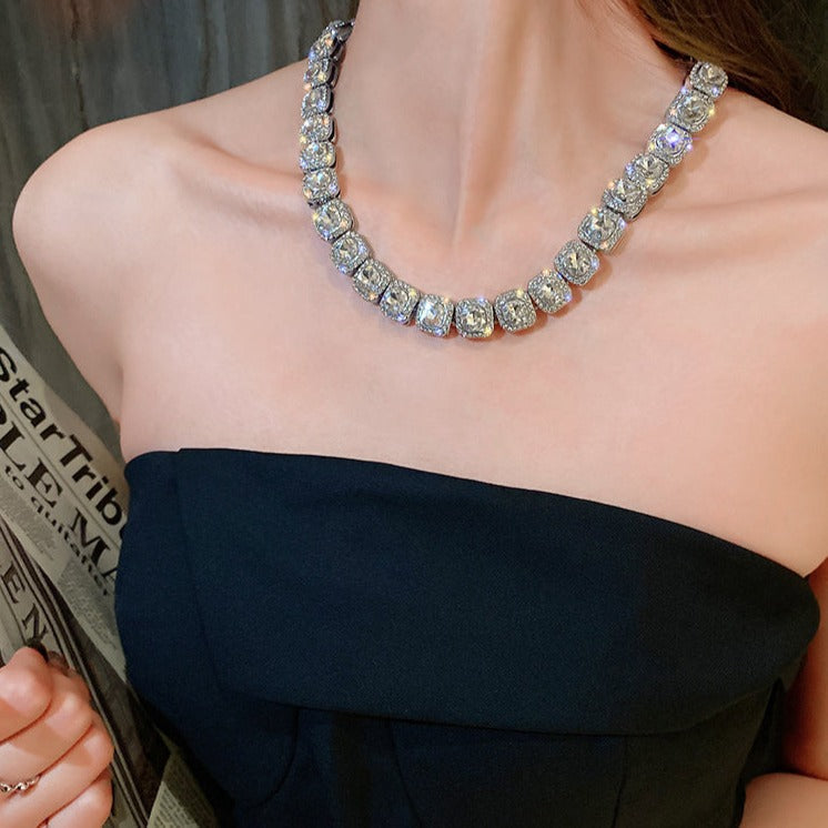 Fashion Square Shape Stone Necklace Dazzleyesjewelry