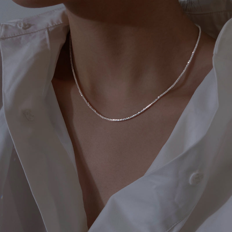 Classic Thin Tennis Necklace in 925 Sterling Silver Dobrilajewelry