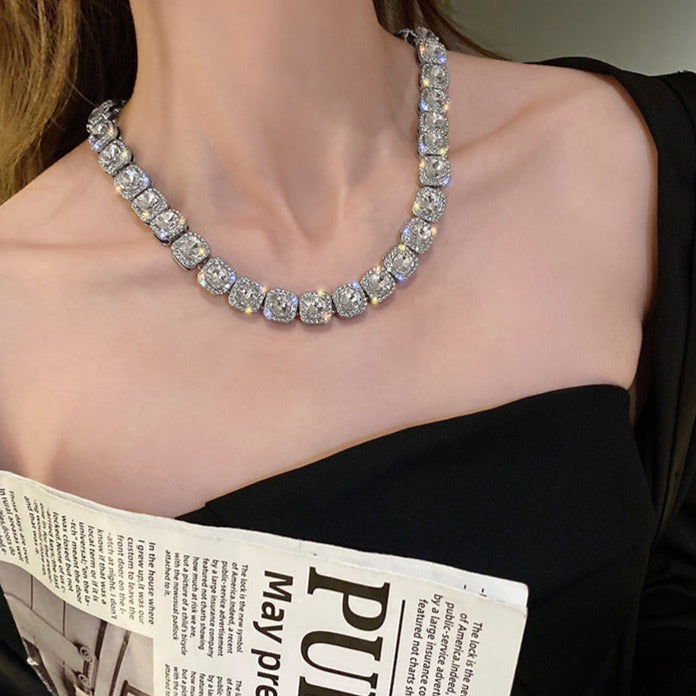 Fashion Square Shape Stone Necklace Dazzleyesjewelry