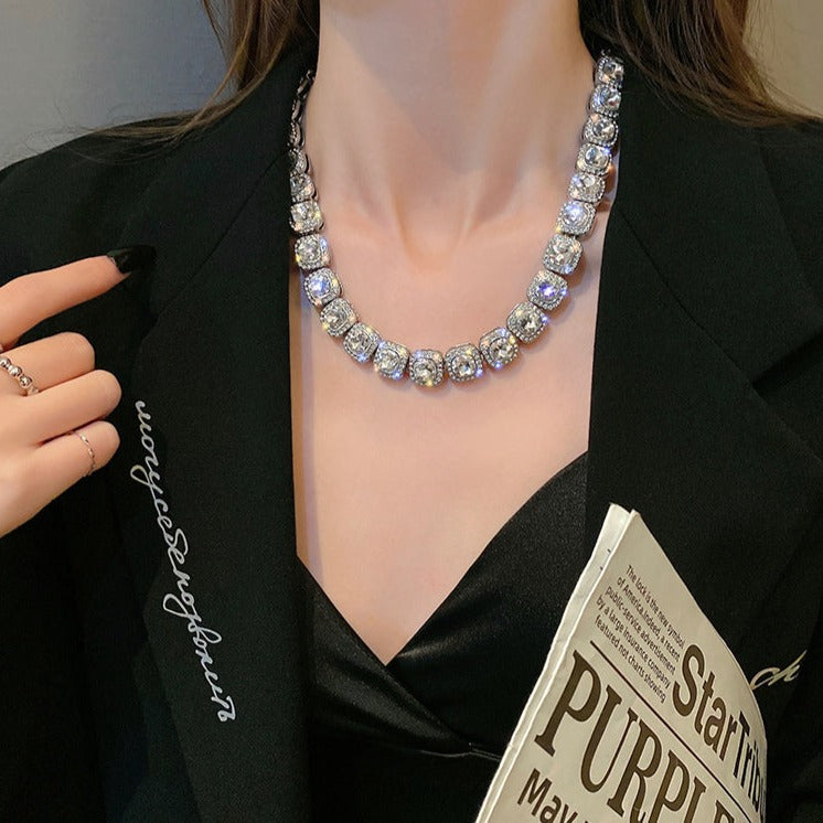 Fashion Square Shape Stone Necklace Dazzleyesjewelry
