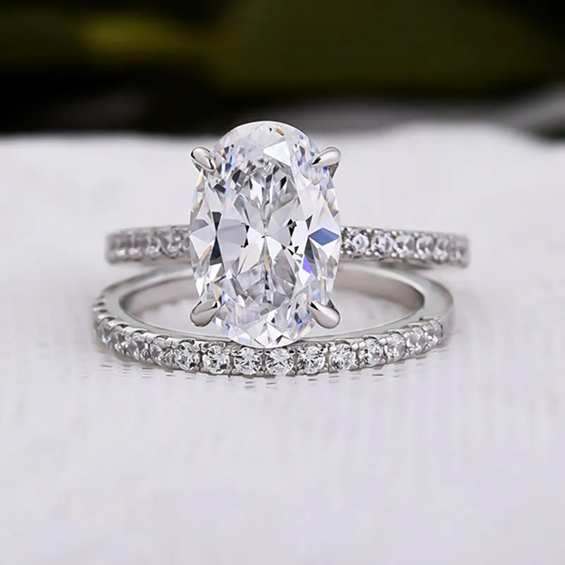 Classic 5.0 Carat Oval Cut Wedding Bridal Set in Sterling Silver Shineofdiamond