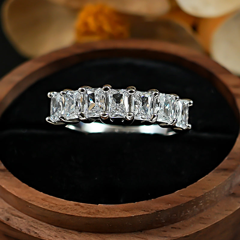 Sparkling Ice Cut Half Eternity Sterling Silver Band Carly Jewelry