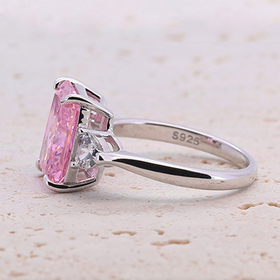 4.0CT Three Stone Pink Sterling Silver Engagement Ring (Multi Color Available) shine of diamond