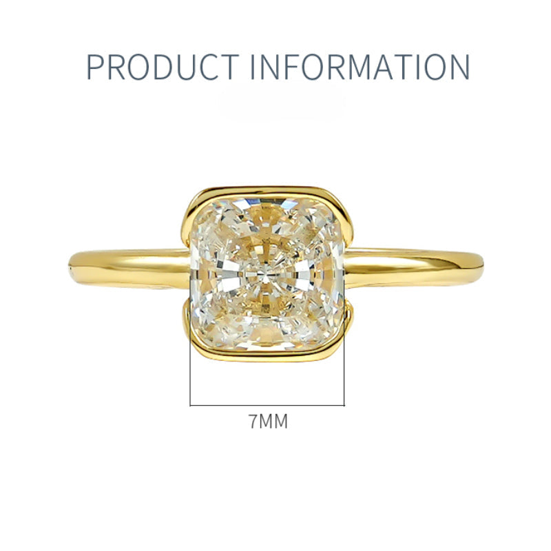 Vintage Solitaire Radiant Cut Engagement Ring In Golden Tone shine of diamond