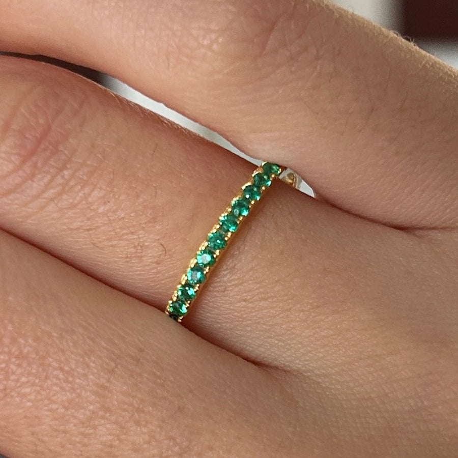 Size 9.0 |Golden Tone Multi-Color Eternity Band Stackable Ring shine of diamond
