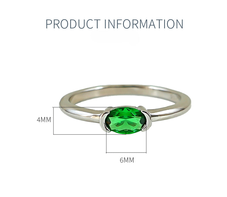 Simple Green Oval Cut Sterling Silver Ring Carly Jewelry