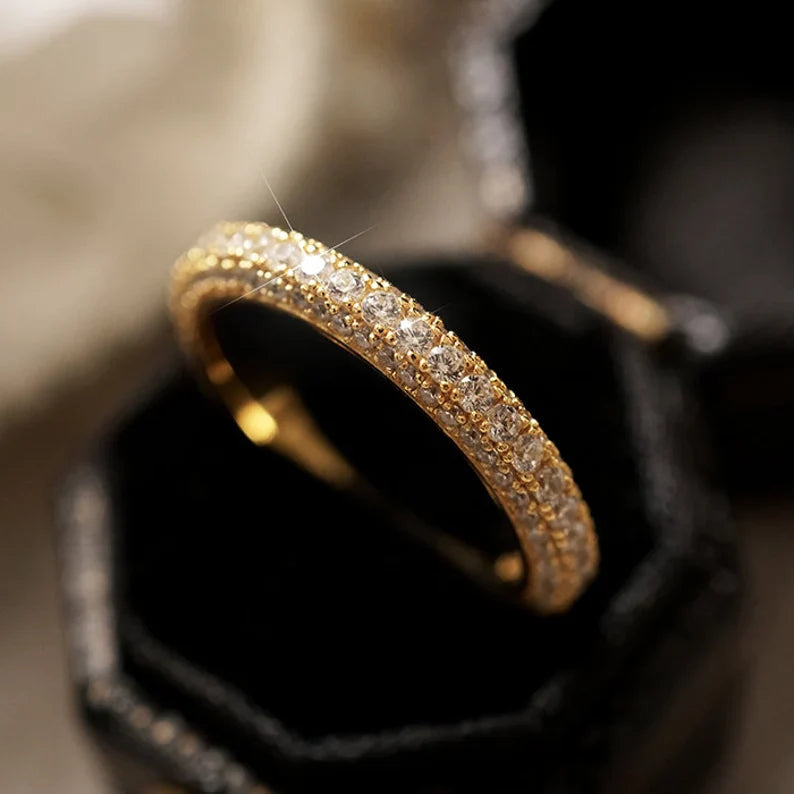 Micro Pavé Triple Row Eternity Wedding Band  Ring in 925 Sterling Silver Shineofdiamond