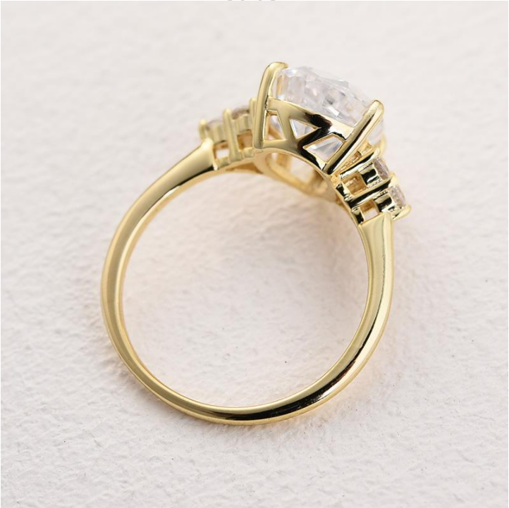 Pear Cut Sterling Silver Engagement Ring with Three Stone hot