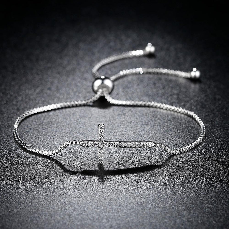 Faith Cross Adjustable Slider Clasp Bracelet Shineofidamond
