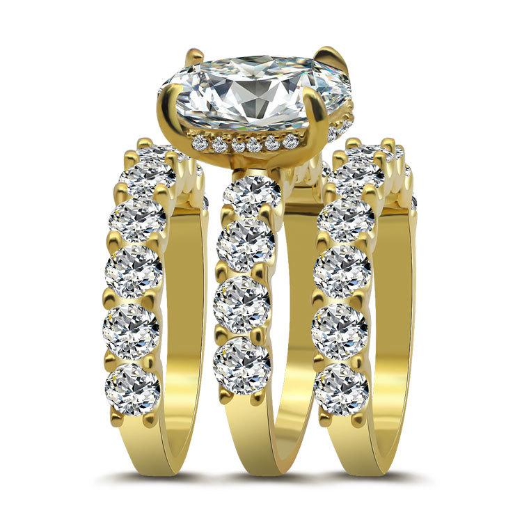 9.0CT 3pcs Oval Cut Bridal Set in Sterling Silver Shineofdiamond