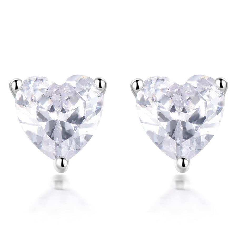 Heart Cut Sterling Silver Stud Earrings Shineofidamond