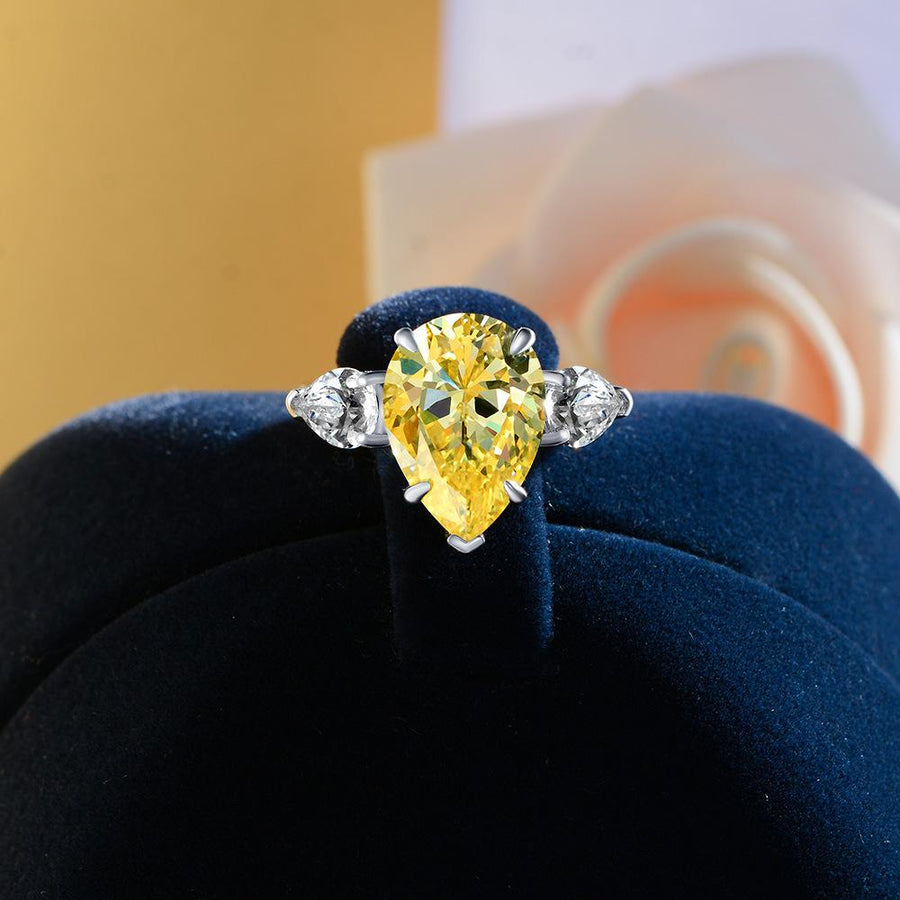Classic Pear Cut Three Stones Sterling Silver Engagement Ring shineofdiamond