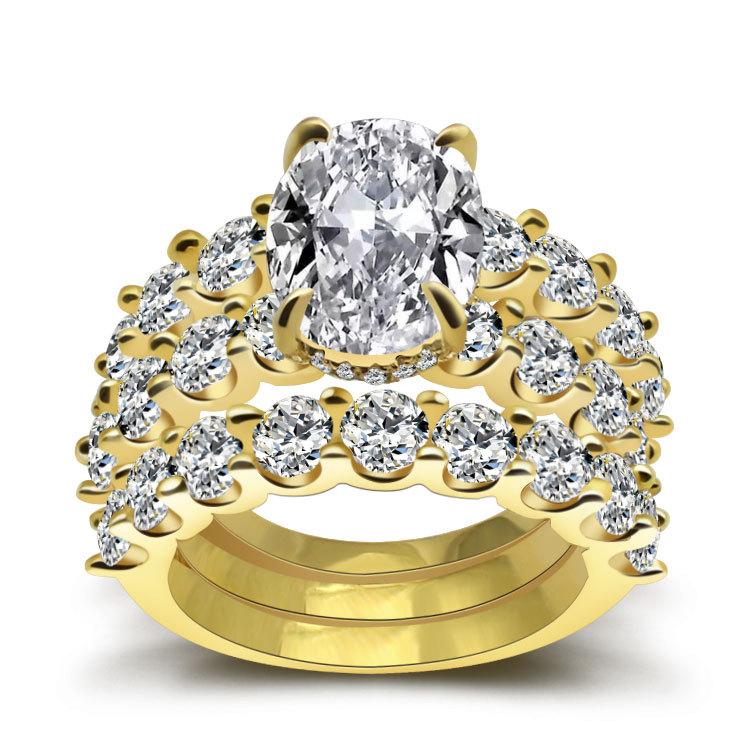 9.0CT 3pcs Oval Cut Bridal Set in Sterling Silver Shineofdiamond
