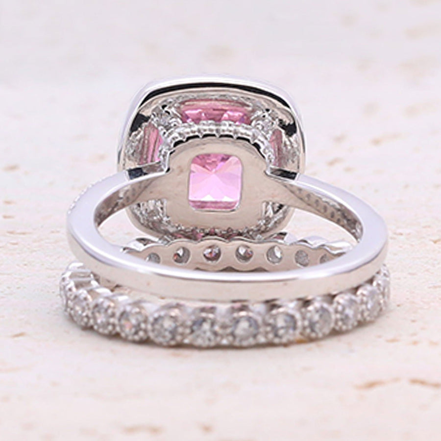 3.5ct Cushion Cut Halo Multi Color Sterling Silver Bridal Set shine of diamond