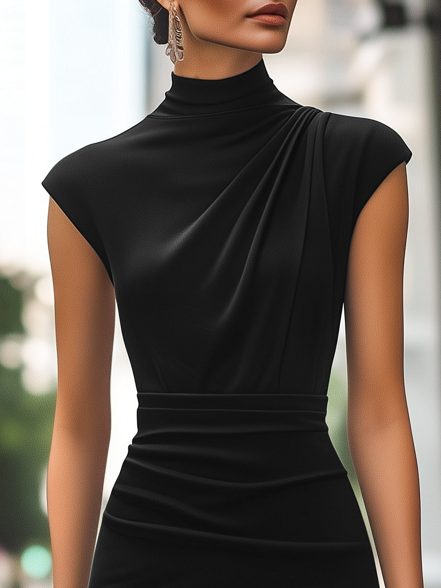 Timeless Cap Sleeve Satin Evening Dress MLZ