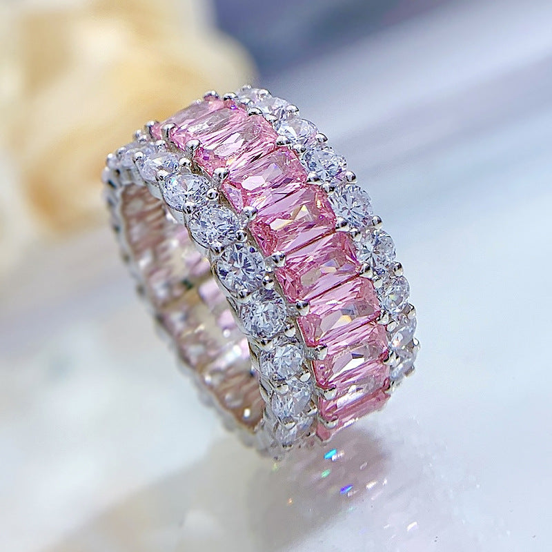 Gorgeous Triple Row Wedding Band in Sterling Silver shineofdiamond