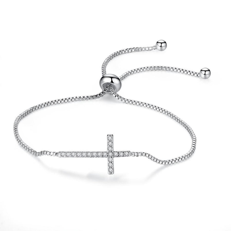 Faith Cross Adjustable Slider Clasp Bracelet Shineofidamond