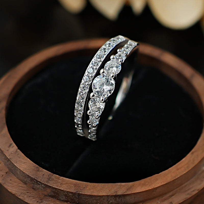 New Design Round Cut Sterling Silver Band Shine of Diamond