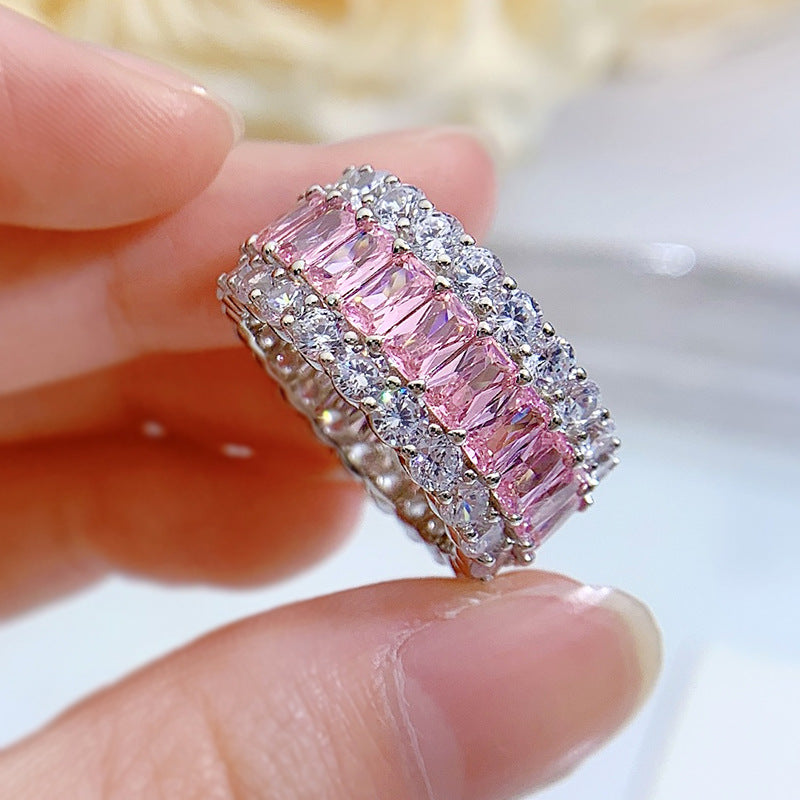 Gorgeous Triple Row Wedding Band in Sterling Silver shineofdiamond