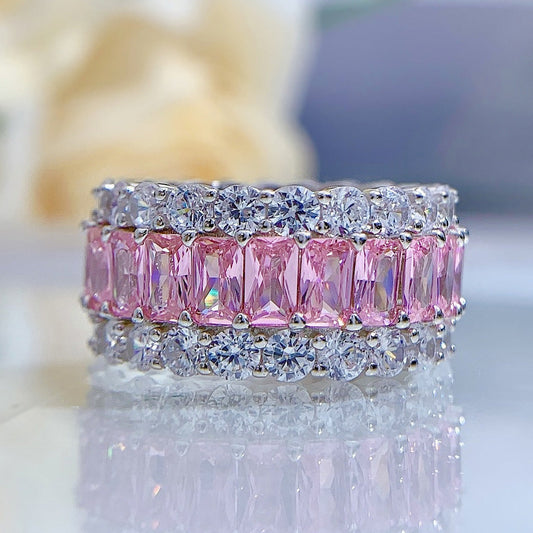 Gorgeous Triple Row Wedding Band in Sterling Silver shineofdiamond