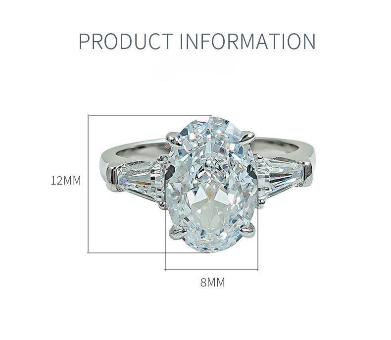 Stunning Three Stone Oval Cut Sterling Silver Ring Carly Jewelry