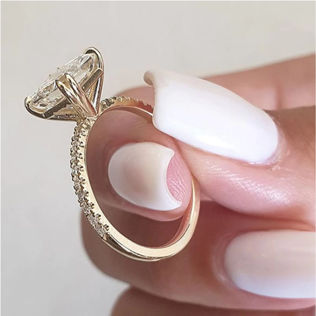 Exquisite Golden Tone Princess Cut Sterling Silver Engagement Ring Shineofdiamond