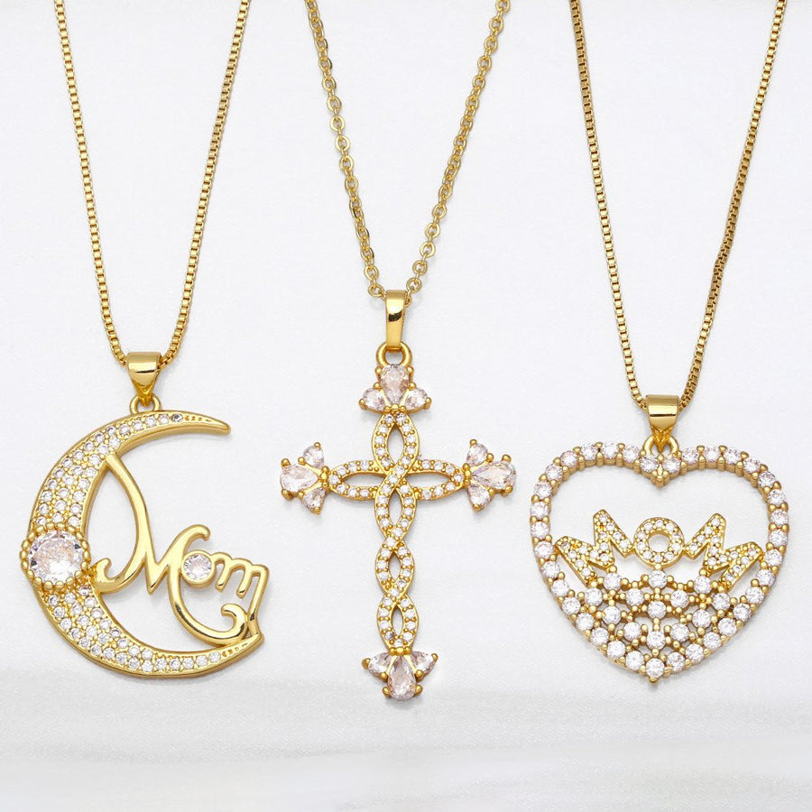 Vintage 'Mother's Day' Golden Tone Pendant Necklace Dazzleyesjewelry