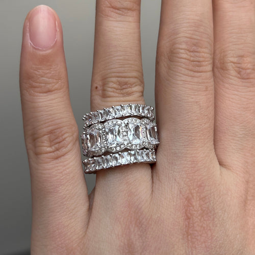 3PCS Stunning Wedding Band Set In Sterling Silver Shineofdiamond