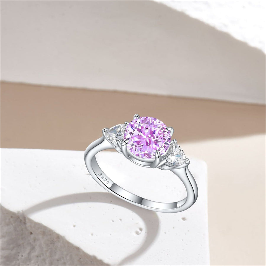 2.0CT Round Cut Three Stone Sterling Silver Engagement Ring(Multi Color available) shine of diamond