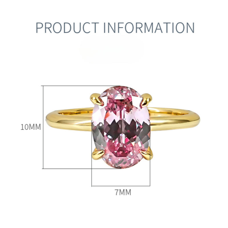 Classic Pink Tourmaline Oval Cut Golden Tone Ring Shine of Diamond