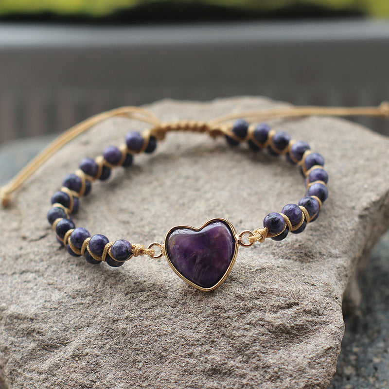 Bohemian Multi-Stone Woven Bracelet – Adjustable Natural Gemstone Shine of Diamond