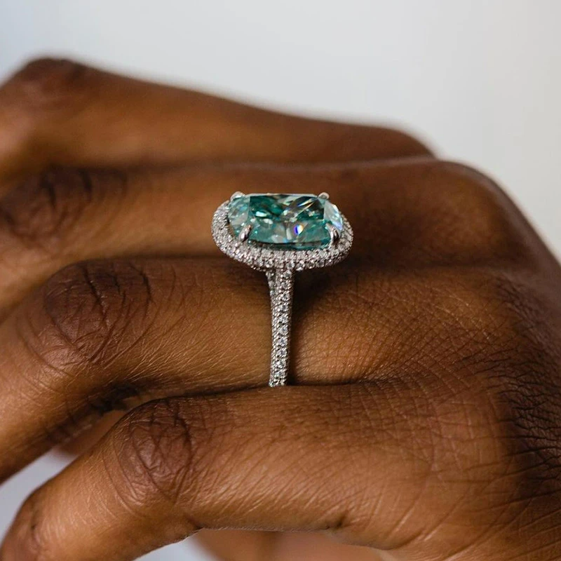 Gorgeous Halo Cushion Cut Paraiba Tourmaline Engagement Ring Shineofdiamond