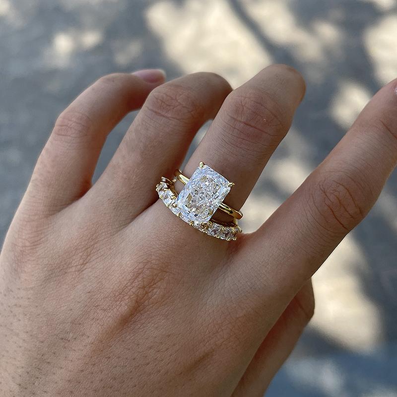 Golden Tone 6.0CT Radiant Cut Sterling Silver Bridal Set Shineofdiamond
