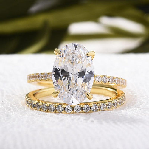 Classic 5.0 Carat Oval Cut Wedding Bridal Set in Sterling Silver Shineofdiamond