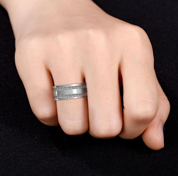 Princess Cut Gender Neutral Silver And Golden Tone Wedding Band Shineofidamond