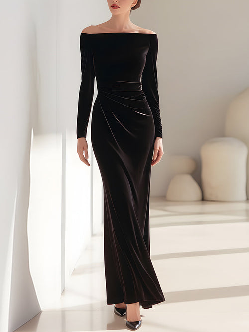 Off-Shoulder Velvet Mermaid Gown ZJ