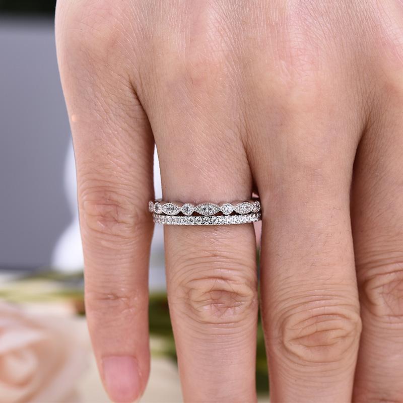 Half Eternity Stackable Wedding Band In Sterling Silver Shineofidamond