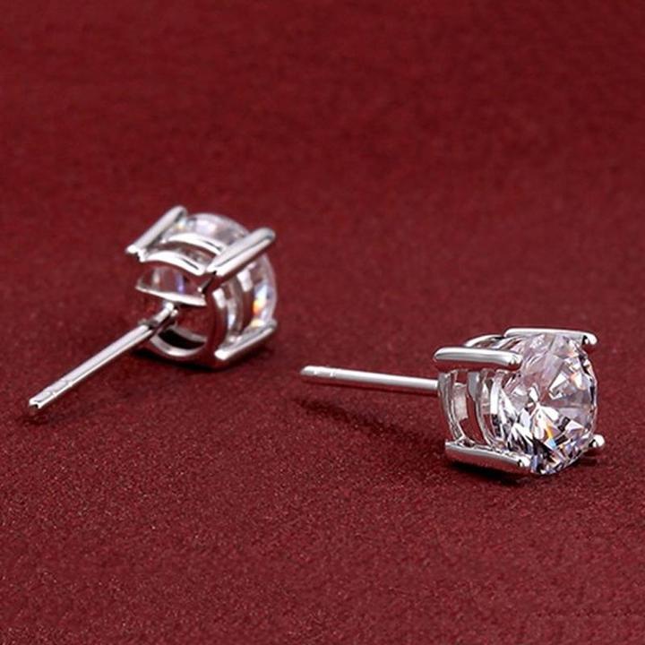Classic Moissanite Stone 4 Prong Sterling Silver Stud Earrings Shineofidamond