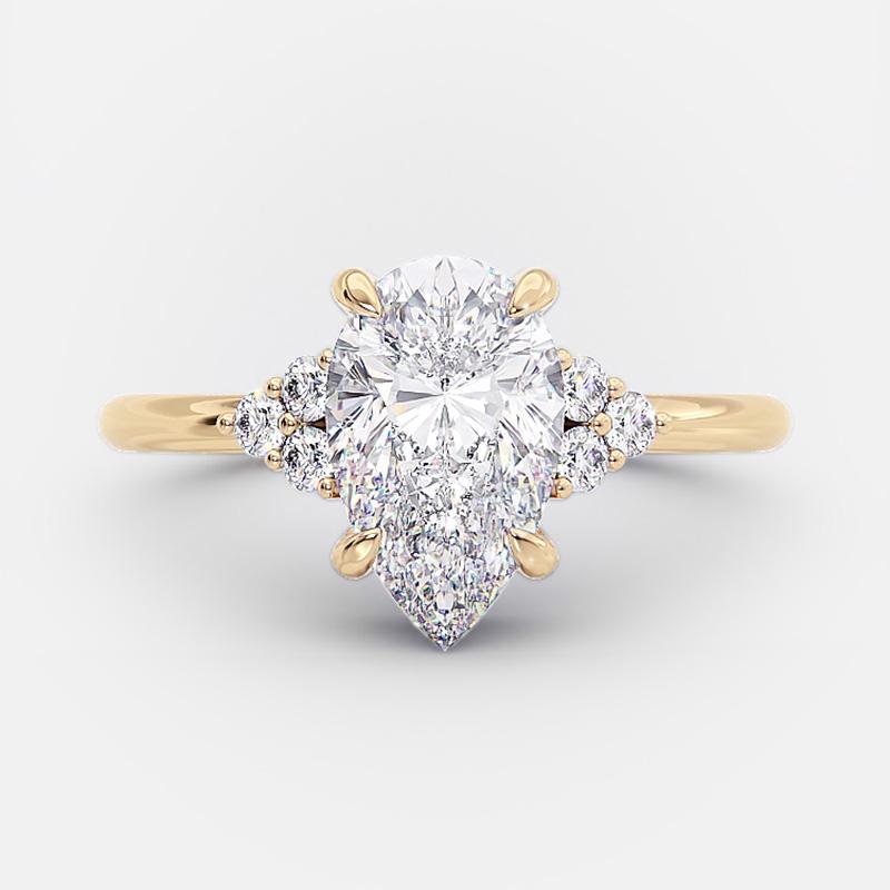 Pear Cut Sterling Silver Engagement Ring with Three Stone hot