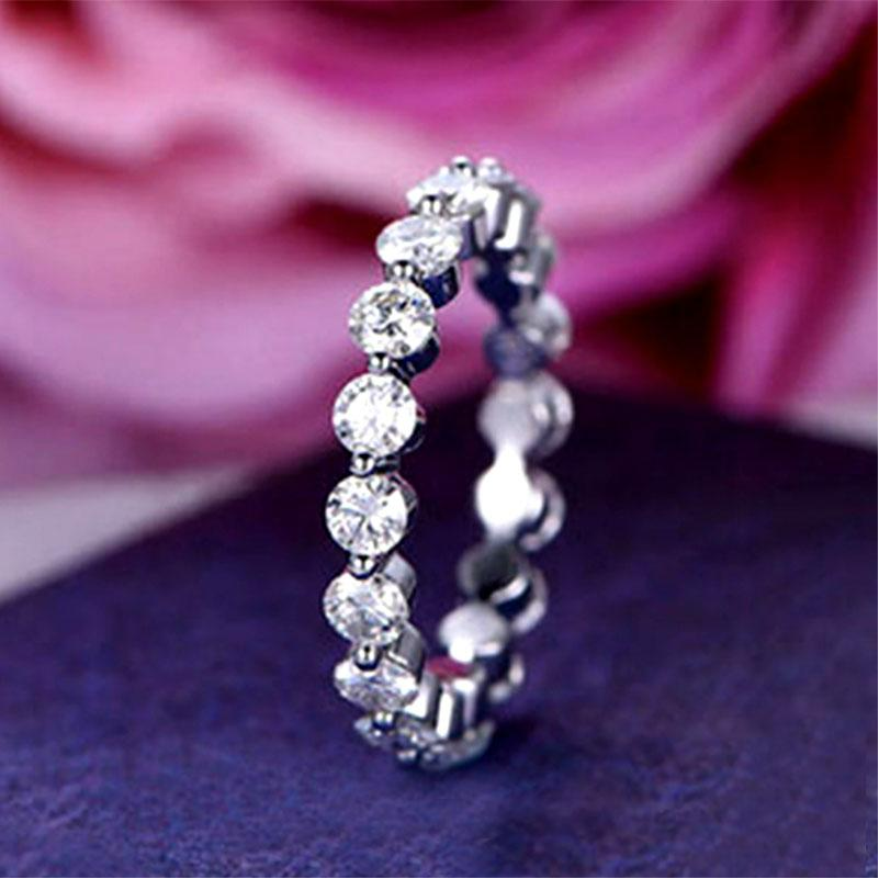 Eternity Round Cut Stackable Wedding Band In Sterling Silver shineofdiamond