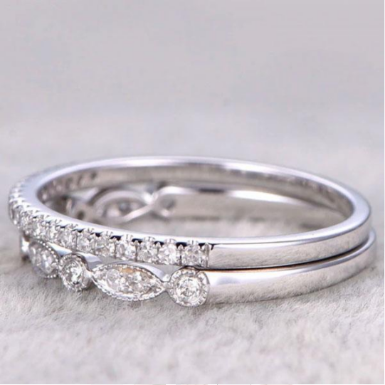 Half Eternity Stackable Wedding Band In Sterling Silver Shineofidamond