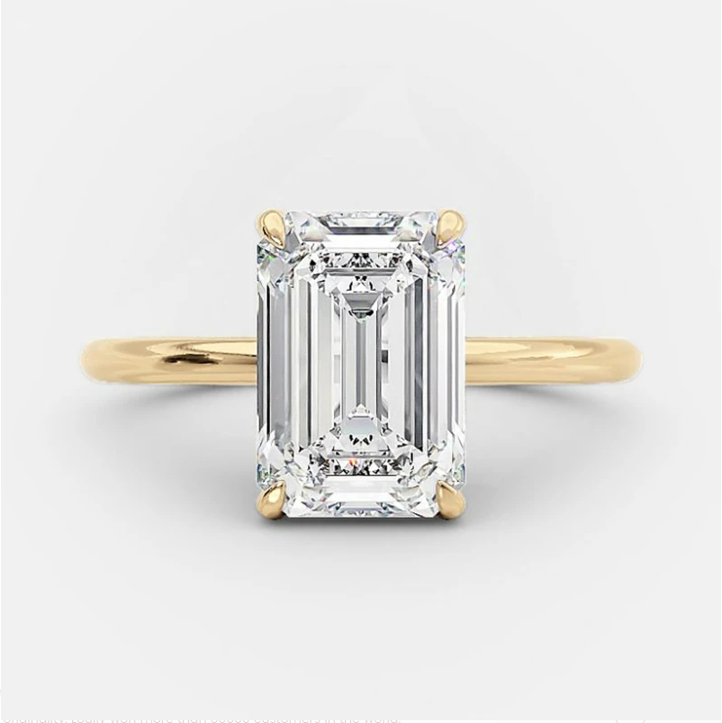 Emerald Cut Sterling Silver Solitaire Engagement Ring For Her Shineofdiamond